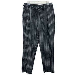Rachel Roy Collection Women's Gray Striped Belted Trouser Pants Size 12